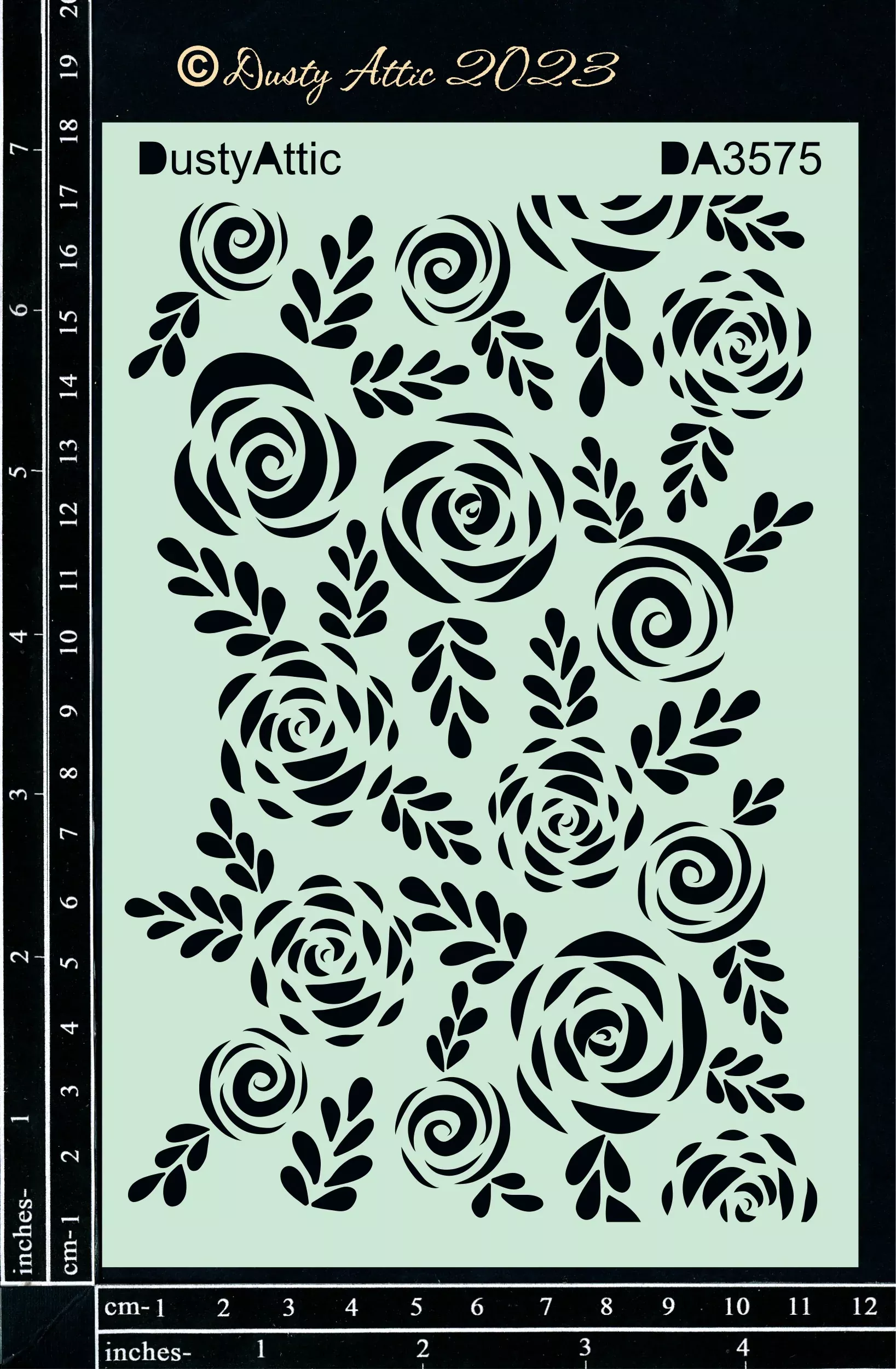 Dusty Attic Stencil 5x7 - Rose Stencil #3, DA3575