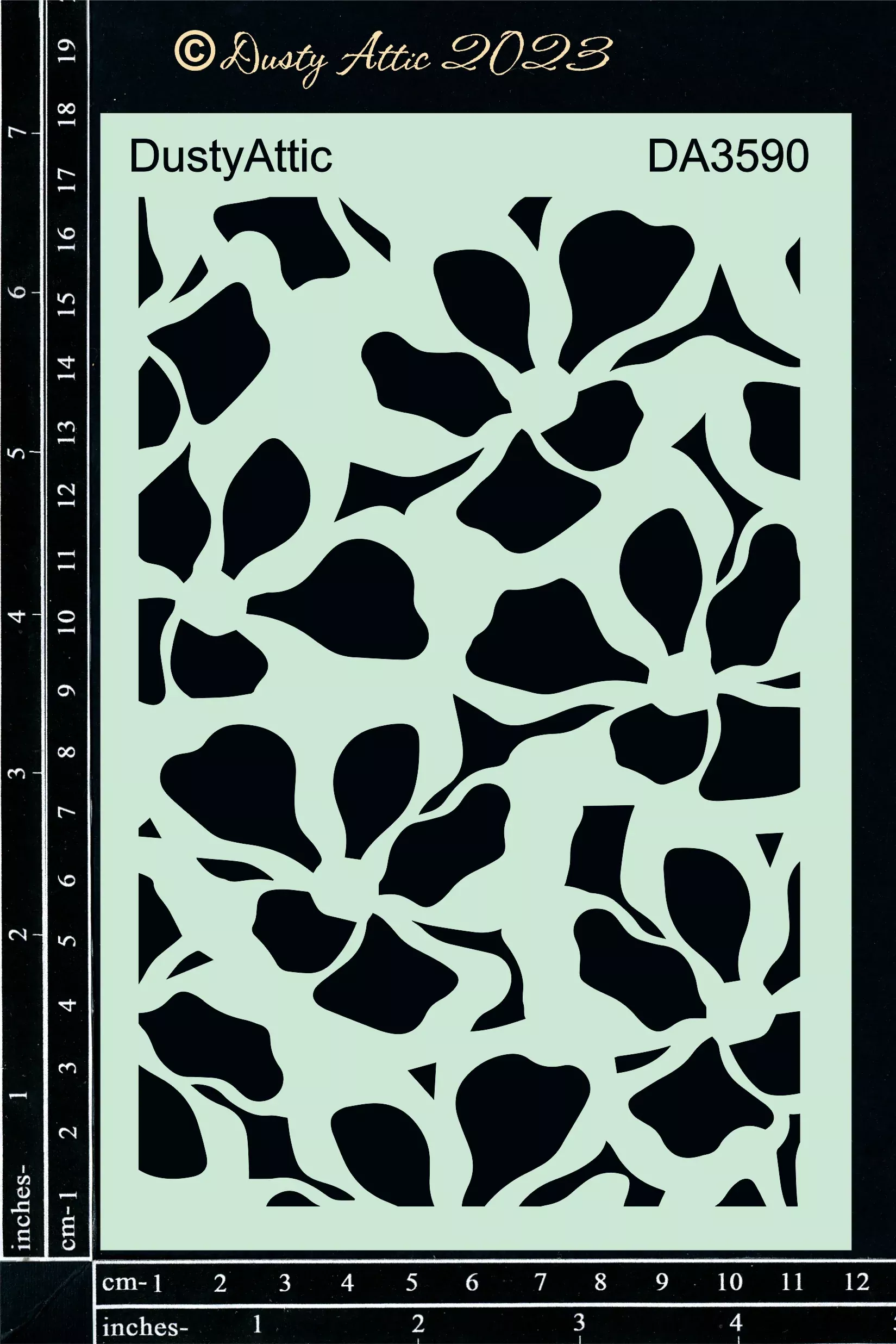 Dusty Attic Stencil 5x7 - Warped Flower #2, DA3590