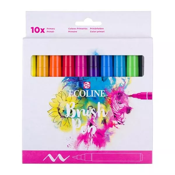 Ecoline Brush Pen, Set of 10, Primary Colours