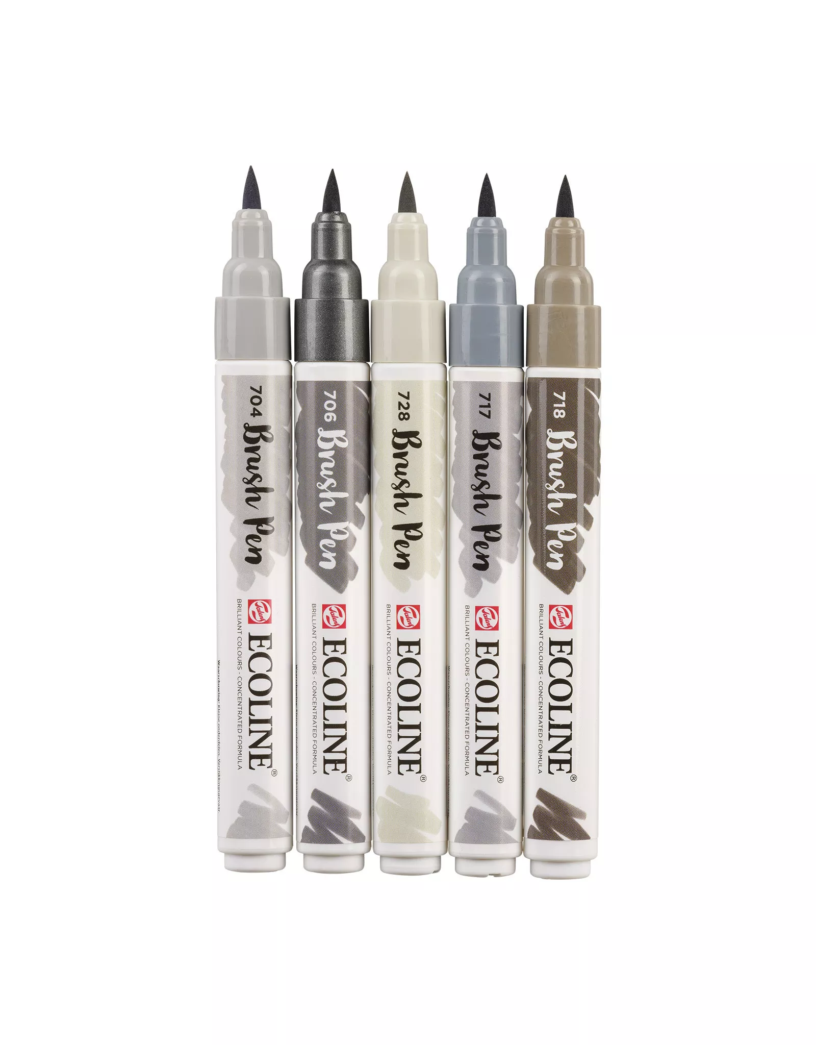 Ecoline Watercolour Brushpen, Grey Set of 5