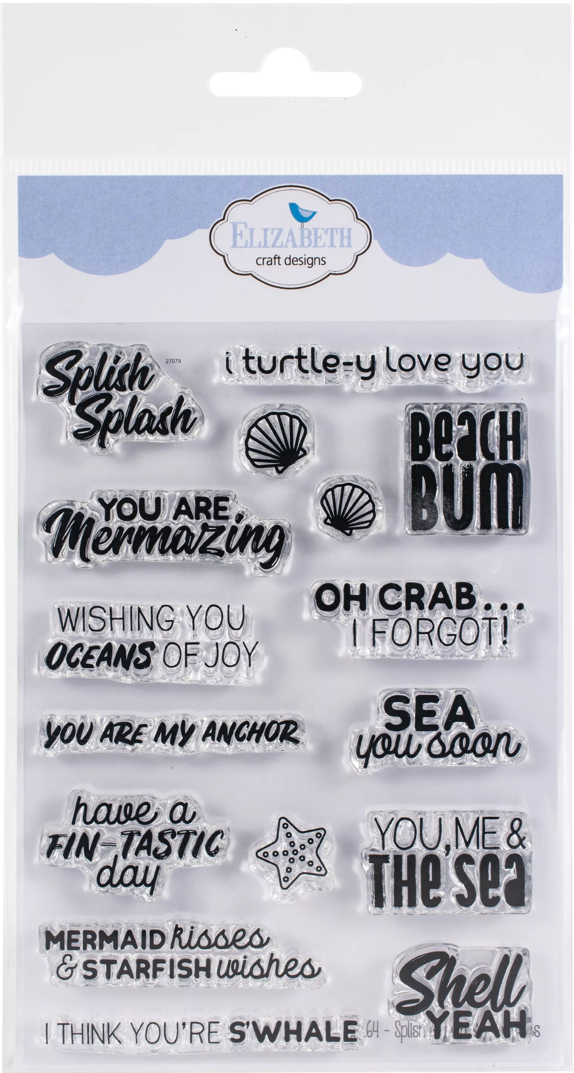 Elizabeth Crafts Clear Stamps-Splish Splash Sentiments