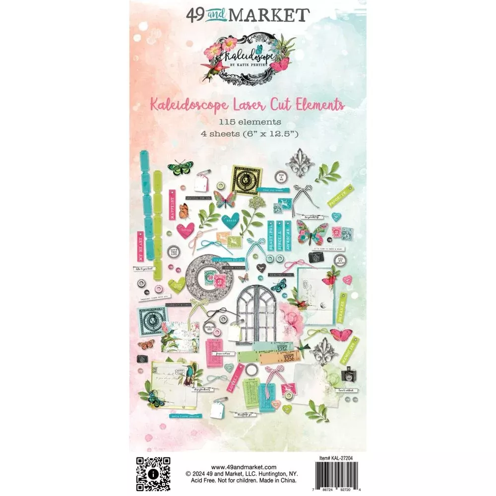 Embellishments: 49 And Market Laser Cut Outs-Elements, Kaleidoscope