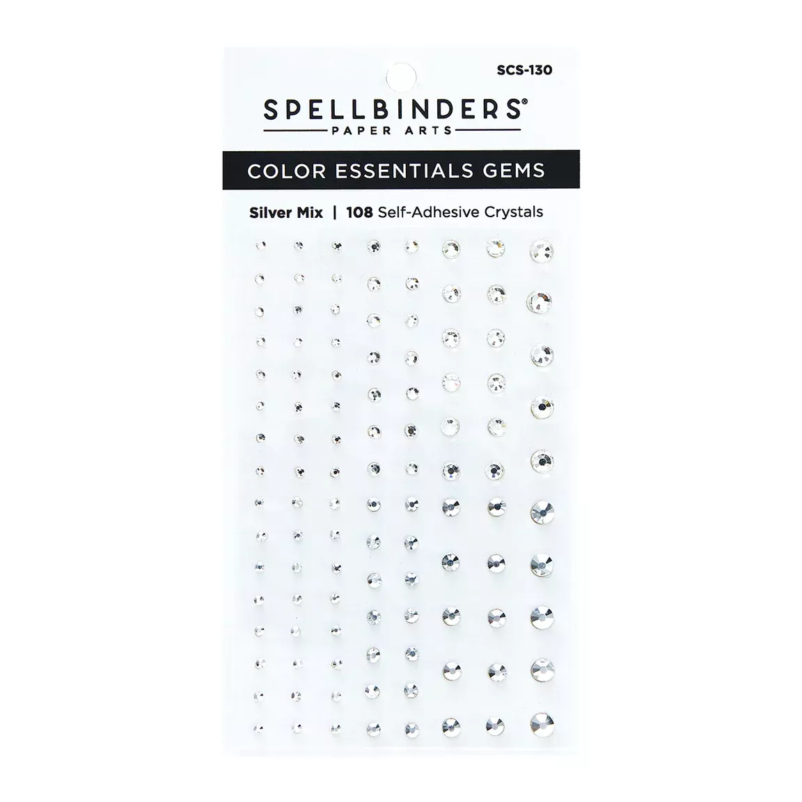Embellishments: Spellbinders-Color Essentials Gems-Silver Mix
