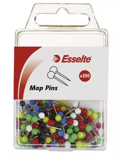 esselte map pins assorted packet 200