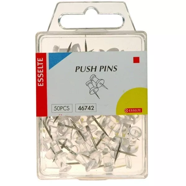 esselte push pinsclear packet 50