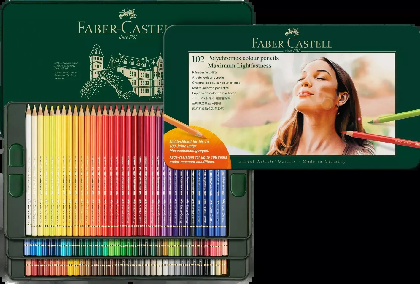 Faber Castell Polychromos Tin 102 Lightfast Pencils