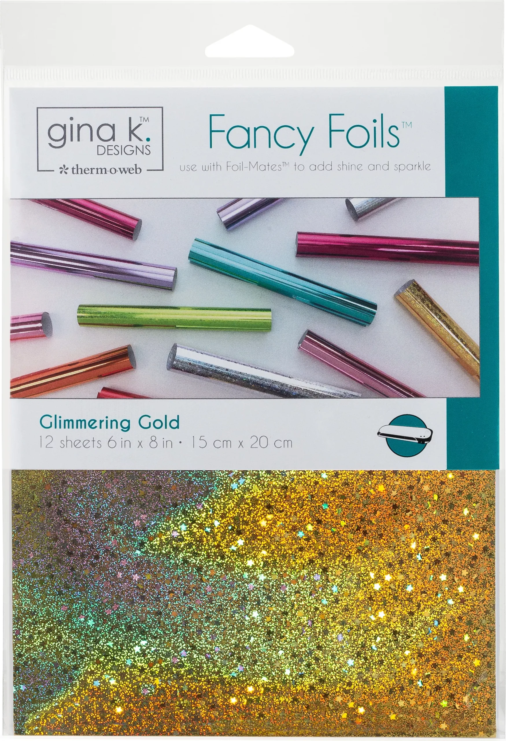 Gina K Designs Fancy Foil 6"X8" 12/Pkg Glimmering Gold