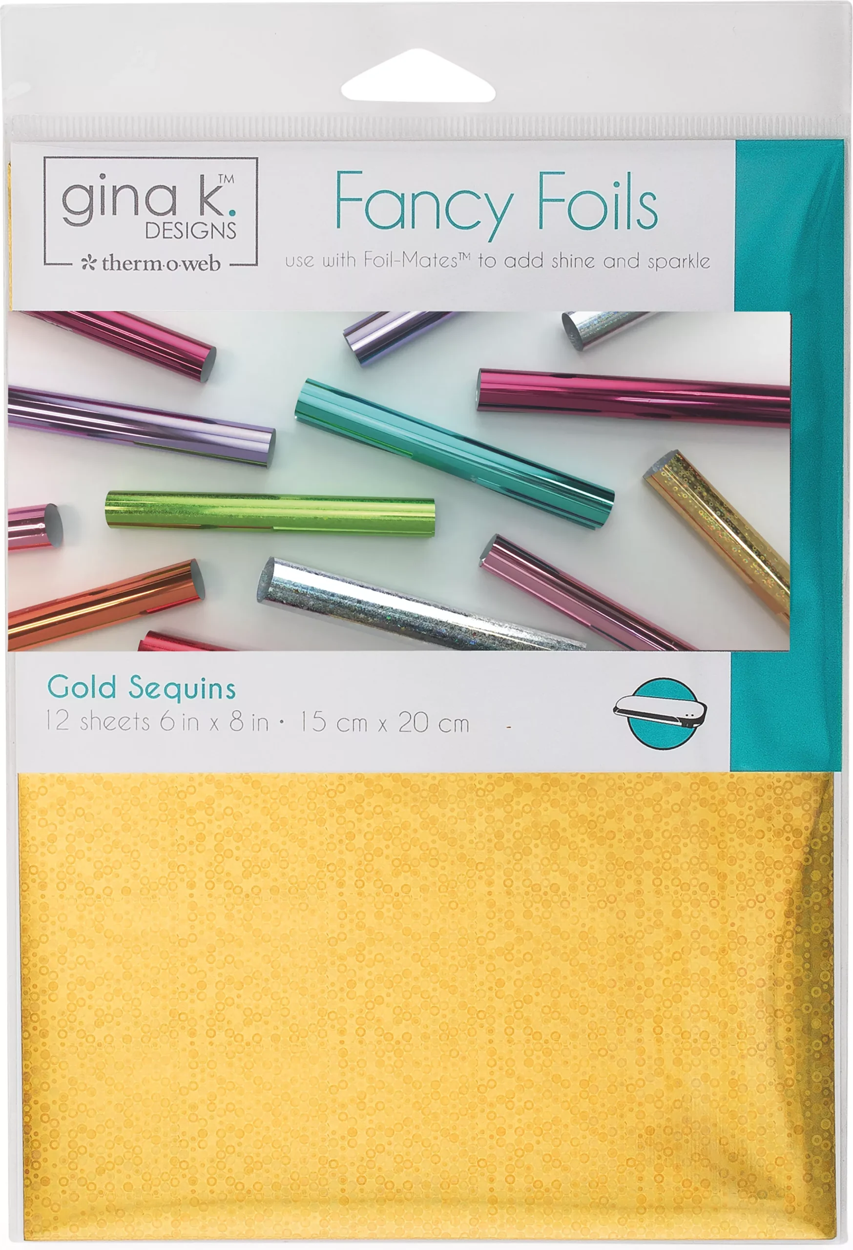 Gina K Designs Fancy Foil 6"X8" 12/Pkg Gold Sequins