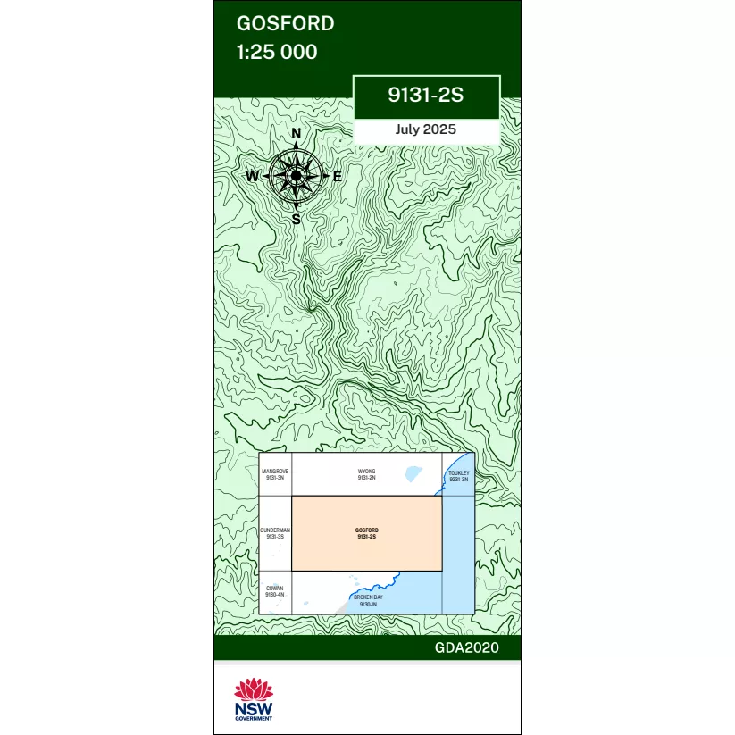 Gosford 1:25k NSW Topo Map 9131-2S