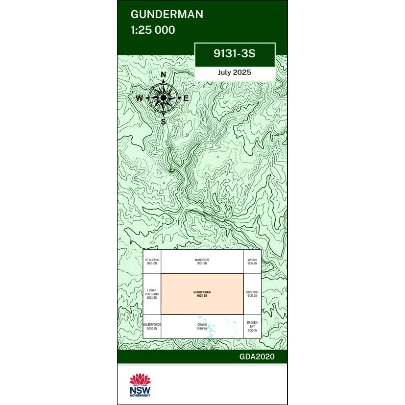 Gunderman 1:25k NSW Topo Map 9131-3S