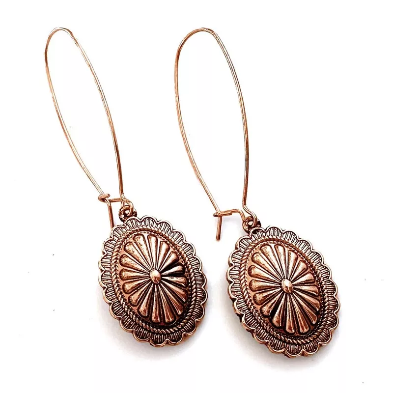 Hanging Concho Earrings -Copper