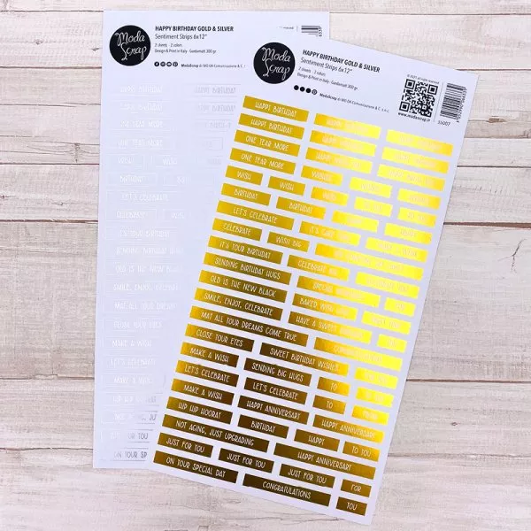 Happy Birthday Gold / Silver - Sentiment Strips - ModaScrap