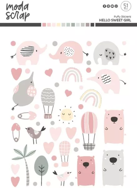 Hello Sweet Girl - Puffy Stickers - ModaScrap