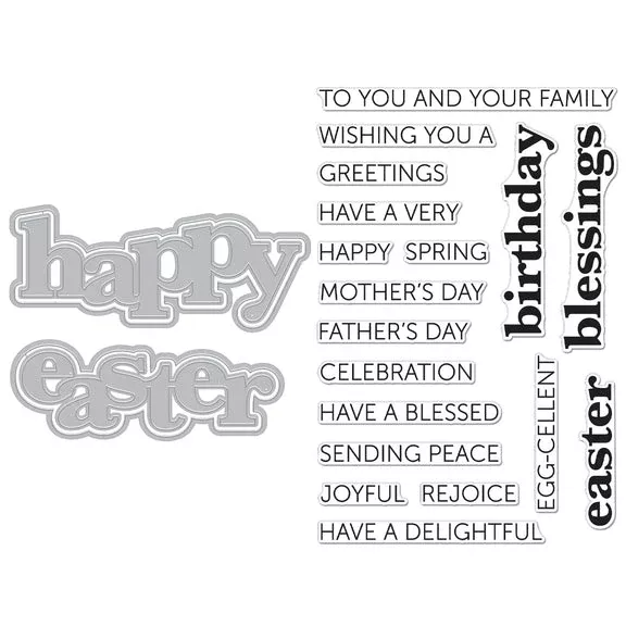 Hero Arts - Charming Easter Collection - Stamp & Cut XL - Happy Easter