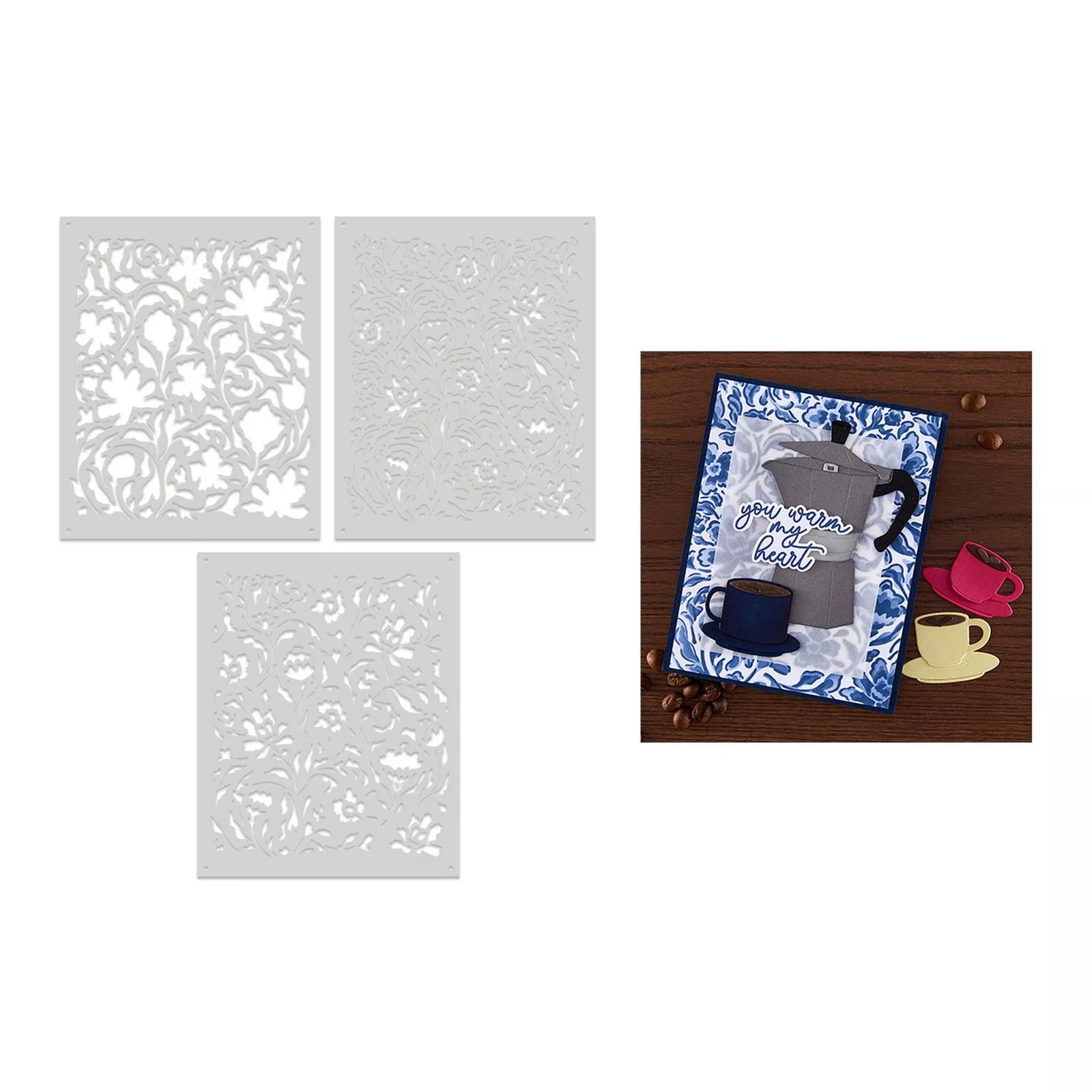 Hero Arts • Color Layering Stencils Delft Floral 4pcs
