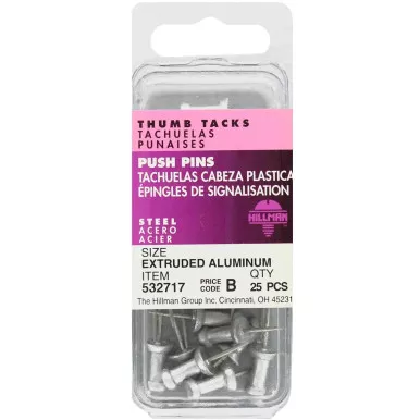 Hillman Aluminum Push Pins, 25 Pack