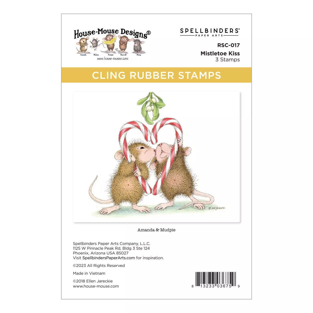 House Mouse Cling Rubber Stamp - Mistletoe Kiss