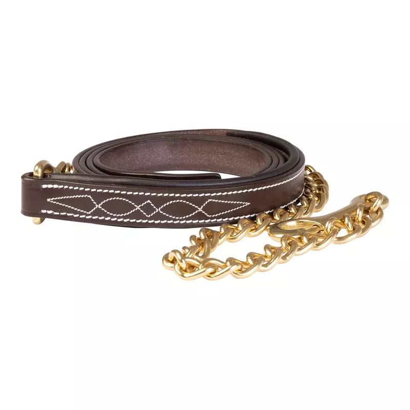 Huntley Equestrian Leather Lead with Brass Chain