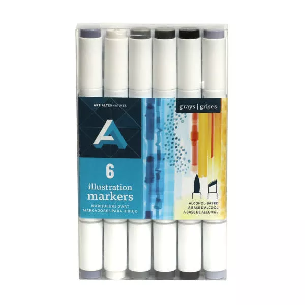 Illustration Marker Sets, 6-Marker Set - Gray Tones