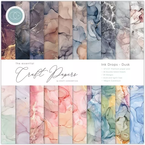Ink Drops - Dusk - Paper Pad - 12"x12" - Craft Consortium