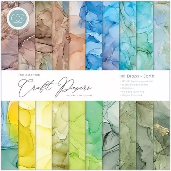 Ink Drops - Earth - Paper Pad - 12"x12" - Craft Consortium