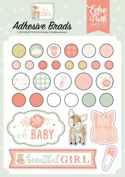 It's A Girl - Adhesive Brads - Echo Park