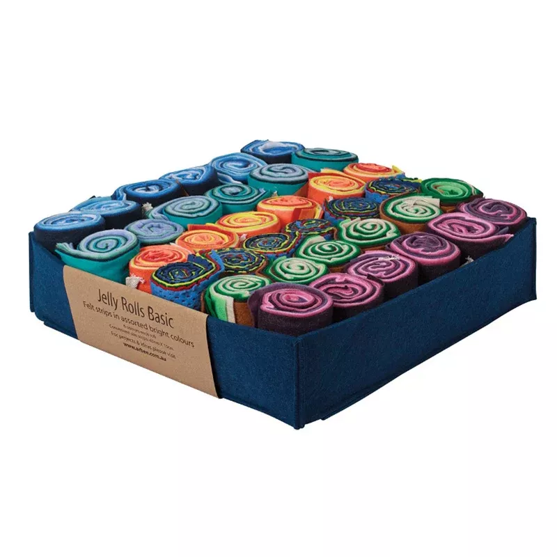 Jelly Roll Felt Strips, Assorted Colours, 45cmx10cm, Bulk Tray 216Pk