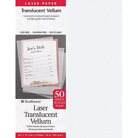 Laser Translucent Vellum, 50 Sheets, 8-1/2" x 11"