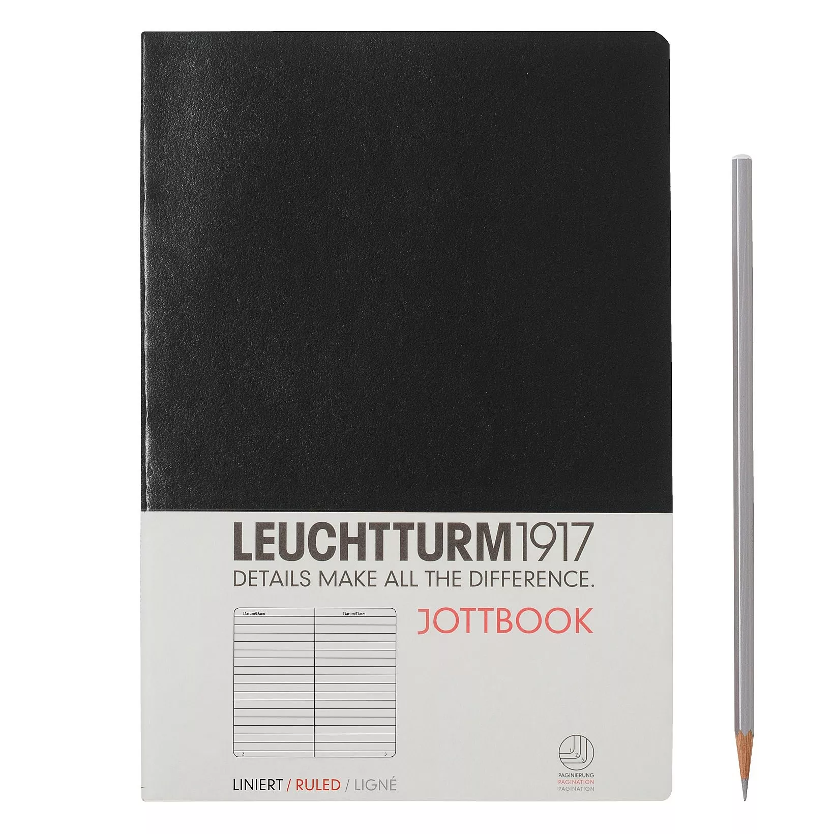 Leuchtturm Black, Jottbook Medium, Ruled