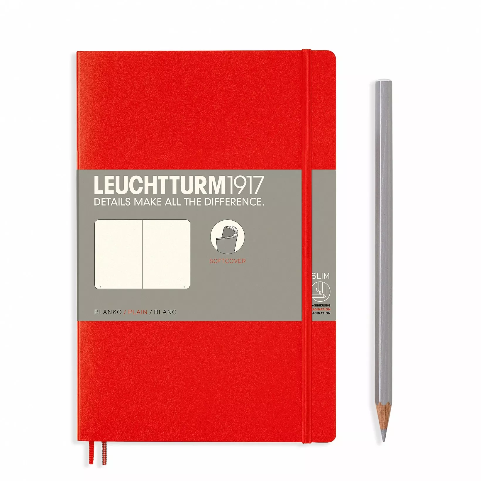 Leuchtturm Red, Softcover, Paperback (B6+), Plain