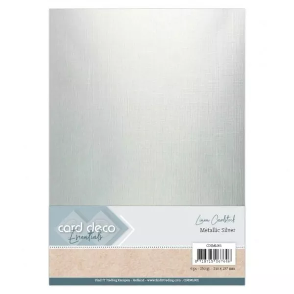 Linen Cardstock Metallic Silver - A4 - Card Deco