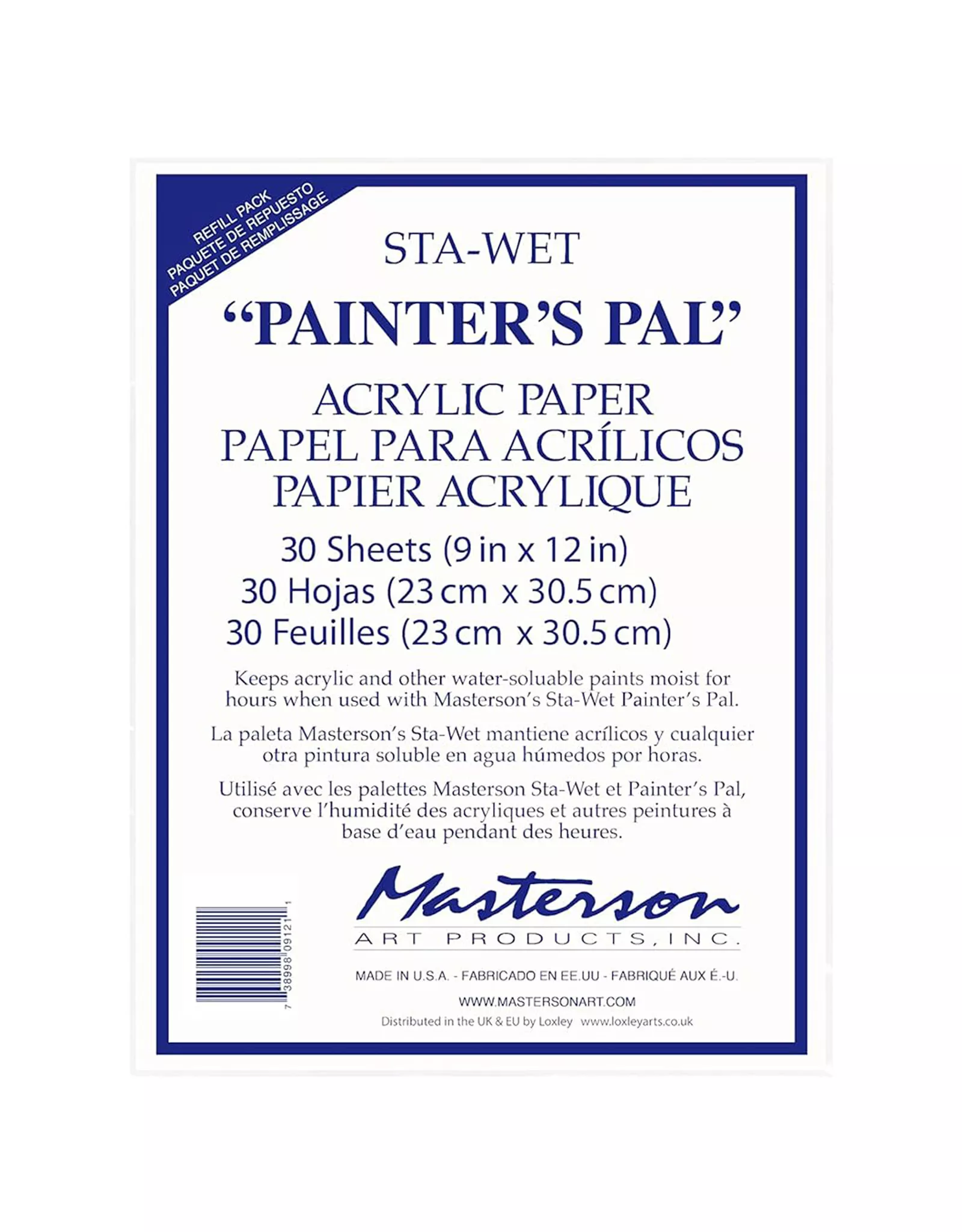 Masterson Sta-Wet Painter's Pal Acrylic Paper Refill 9” x 12”