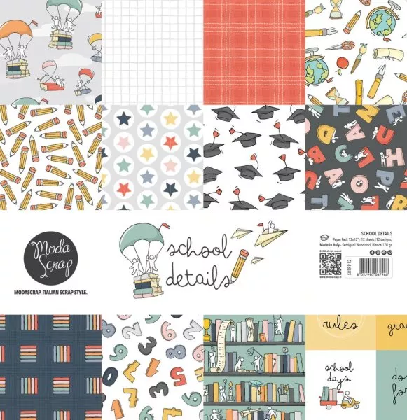 ModaScrap - School Details - Paper Pack - 12"x12"