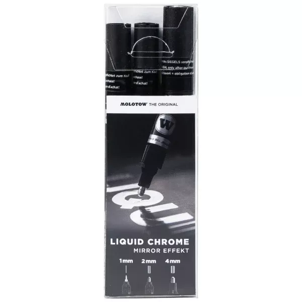 Molotow Liquid Chrome, 3 Marker Pen Set, 1mm, 2mm & 4mm