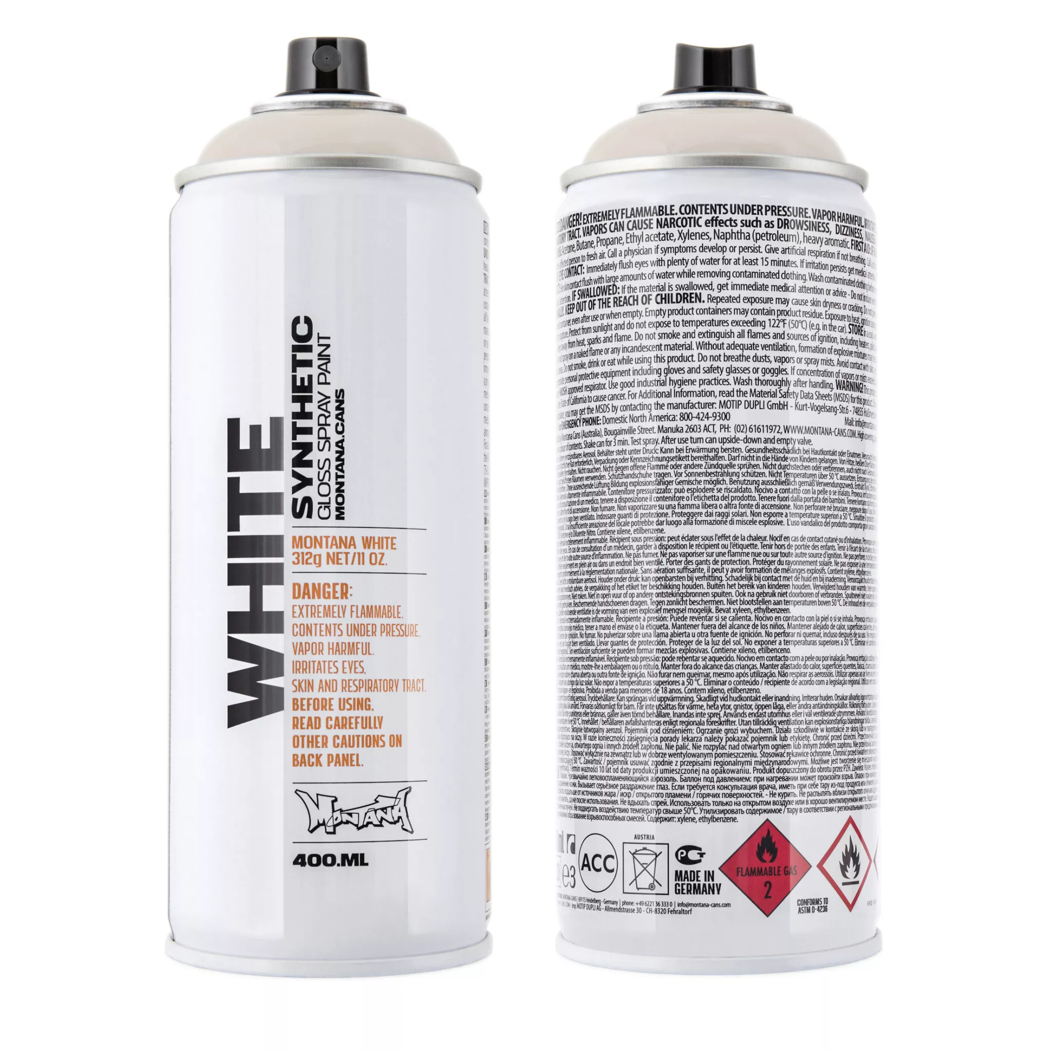 Montana Cans WHITE Spray Paint, 400ml, Ancient White