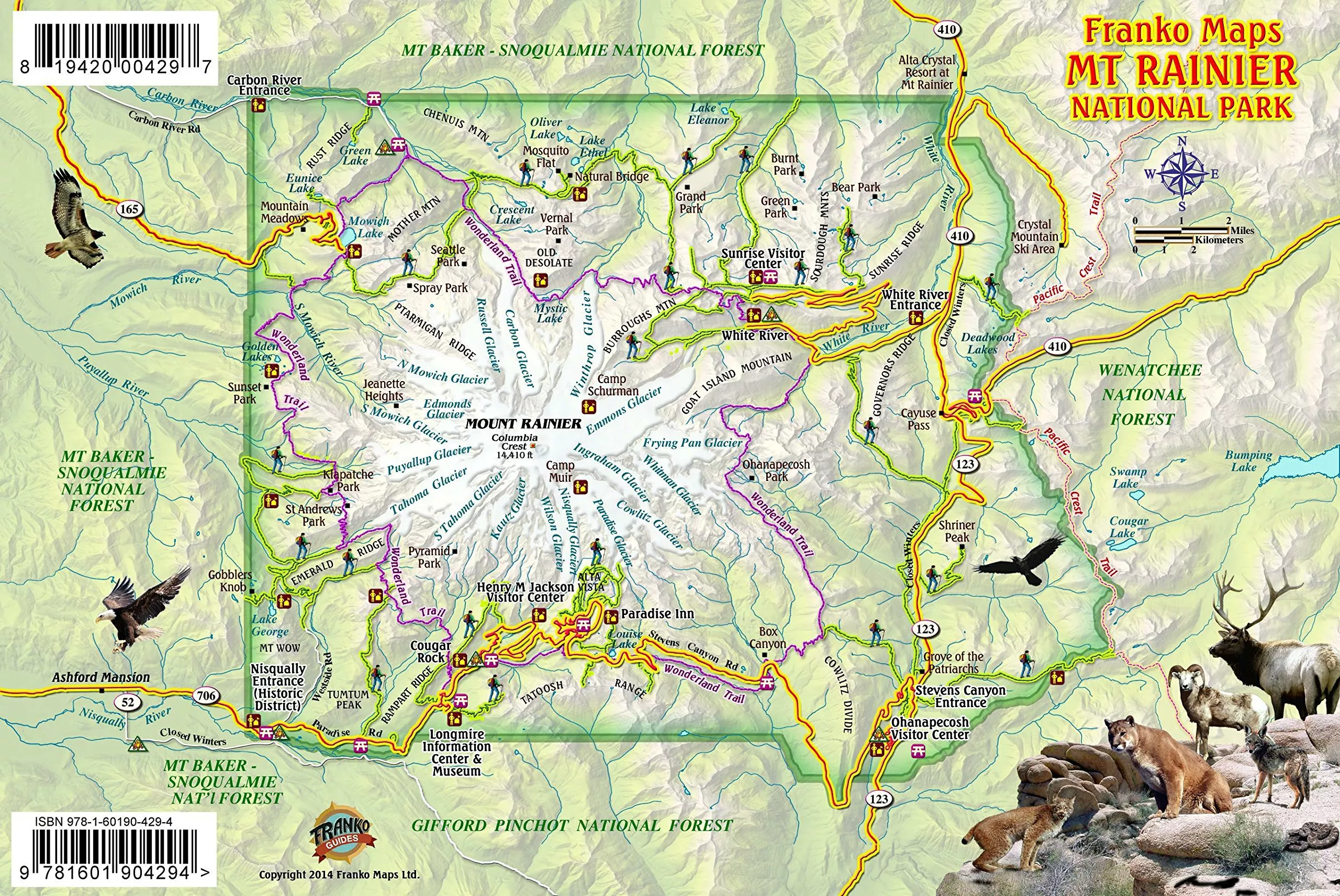 Mt. Rainier National Park Map & Wildlife Guide