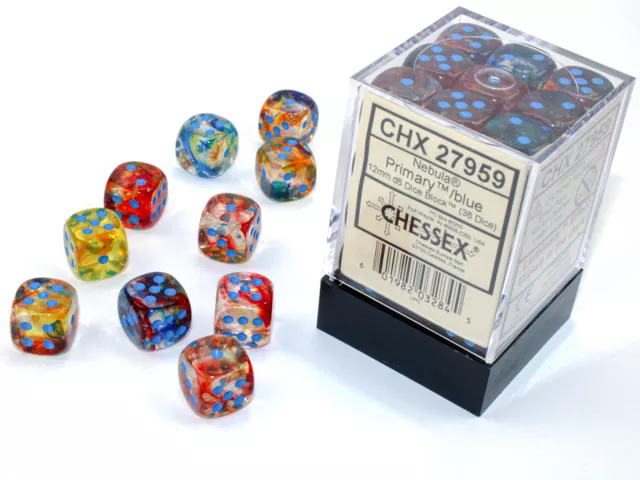 Nebula Primary/Blue Luminary 12mm d6 Dice Block (36 dice)