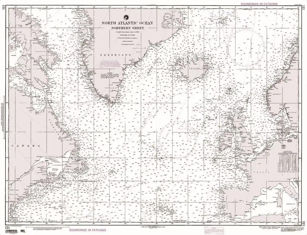 NGA Chart 121: North Atlantic Ocean Northern Sheet