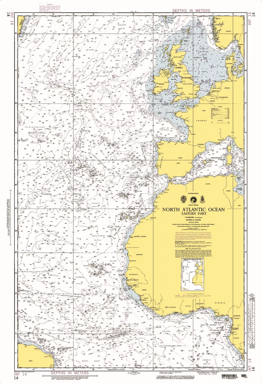 NGA Chart 14: North Atlantic Ocean - Eastern Portion