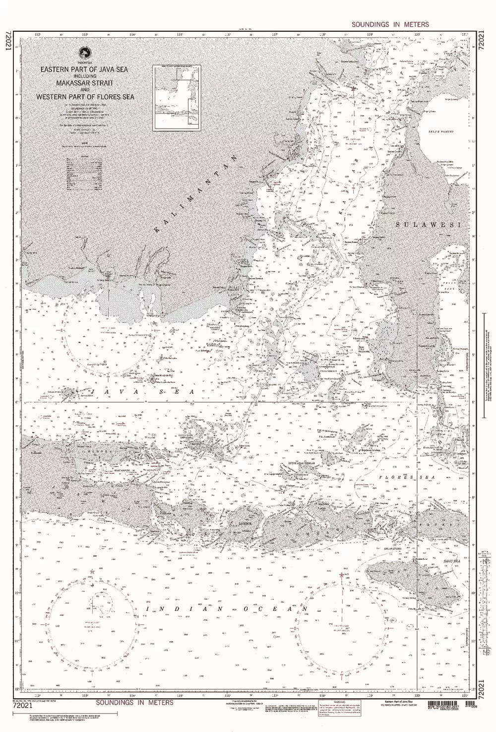 NGA Chart 72021: Java Sea (Eastern Part) Incl Makassar