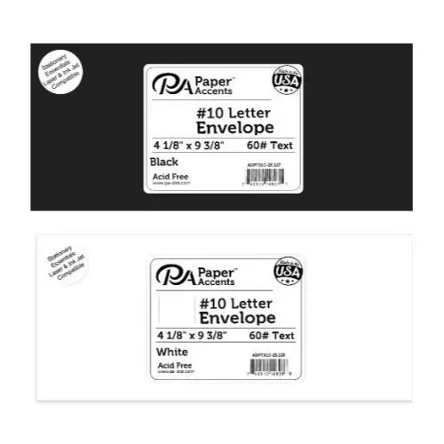 Paper Accents Envelope Letter 9x4 10 pcs Black and whiteEnvelope