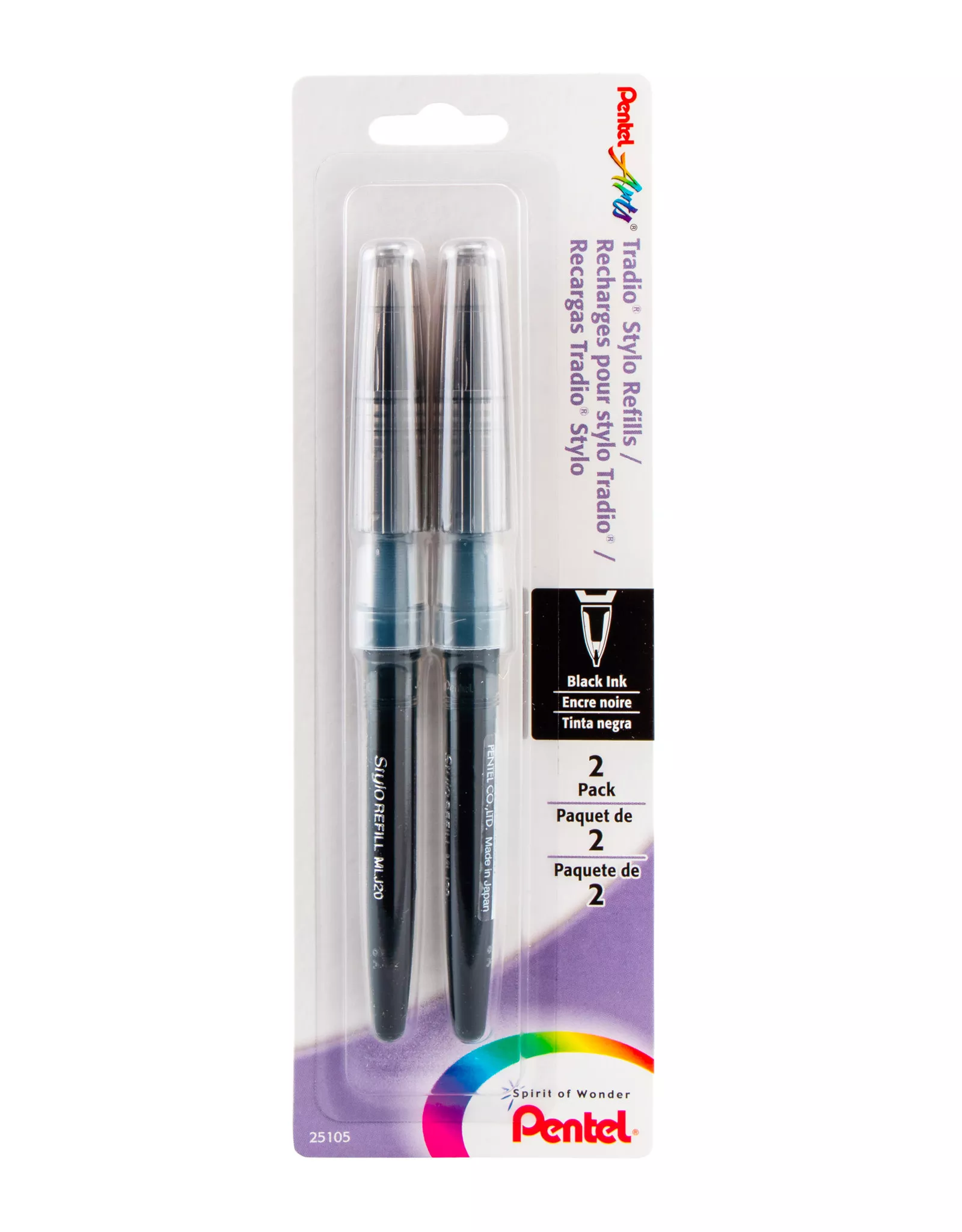 Pentel Tradio Stylo Sketch Pen Refill, Black, Set of 2