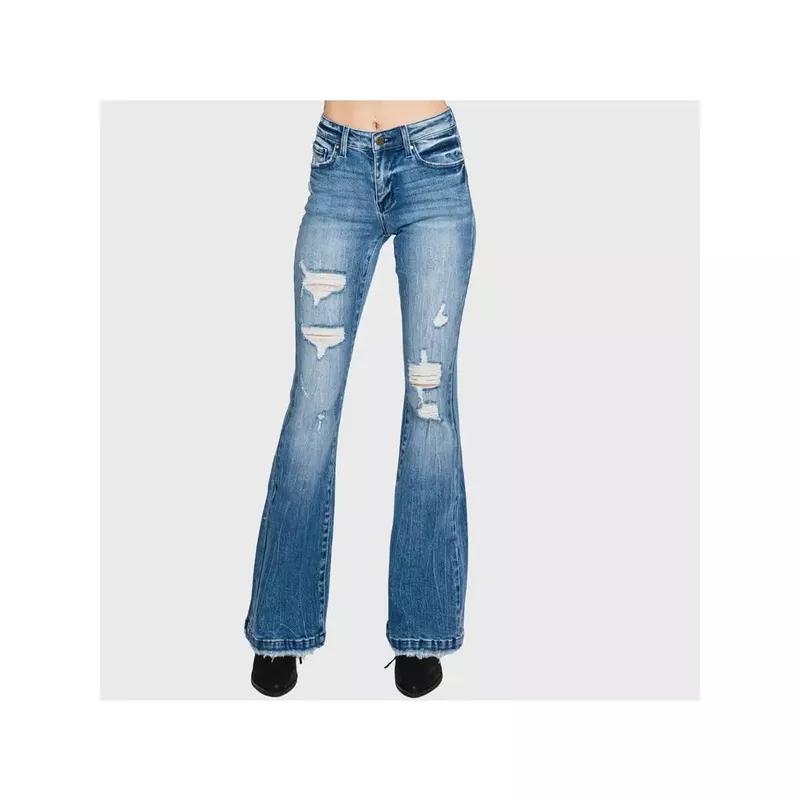 Petra 153 Light Distressed Flare Jeans