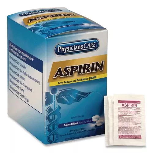 PhysiciansCare 90014-002 Aspirin Tablets, Two-Pack, 50 Packs/Box