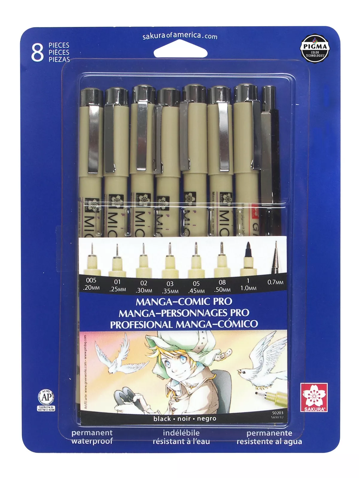 Pigma Manga Comic Pro Drawing Kit 8 Pc Set