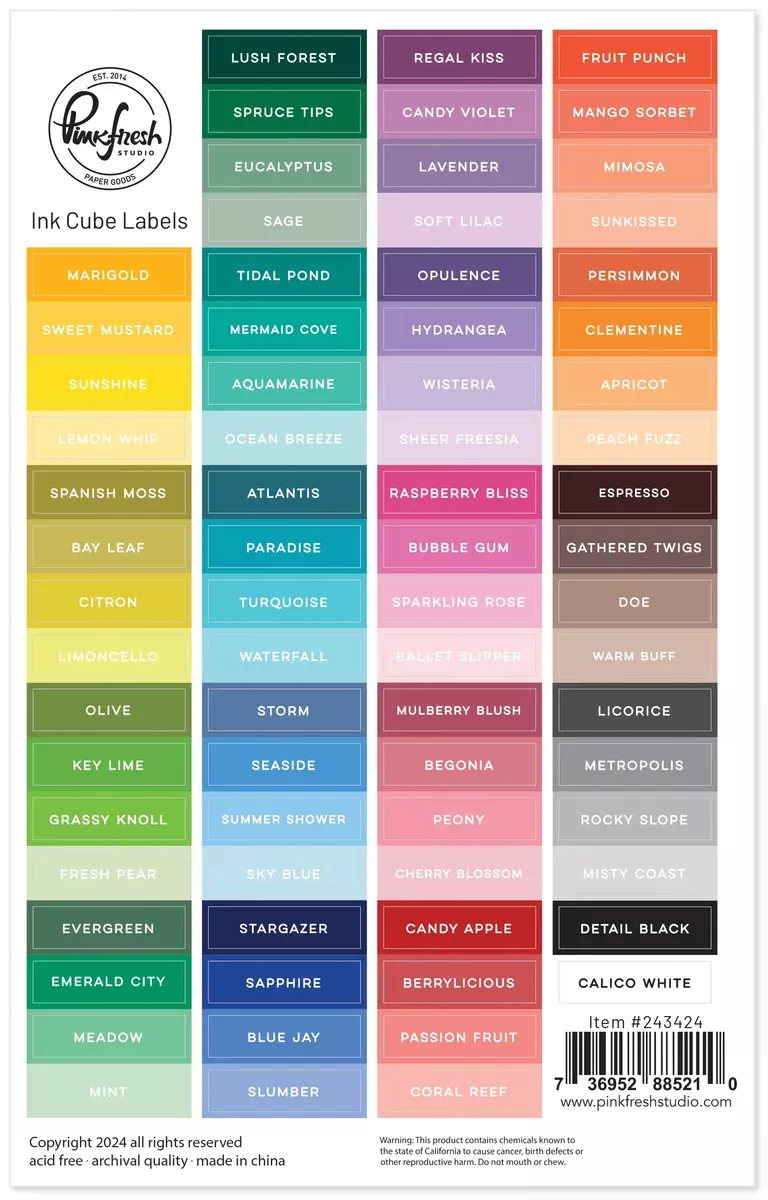 Pinkfresh Ink Cube Labels 74 Pieces