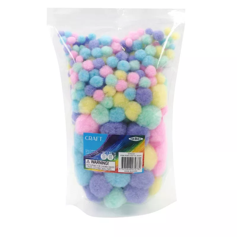 Pom Poms, Assorted Pastel, Bulk 500Pk