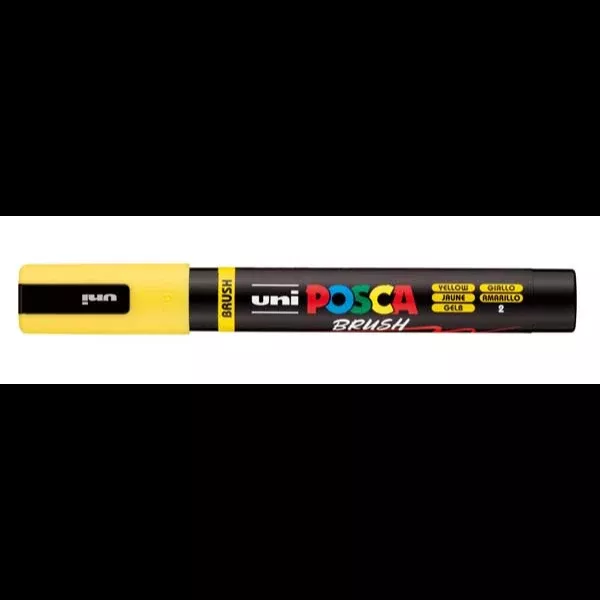 POSCA PC5BR Brush Tip Paint Markers, Yellow