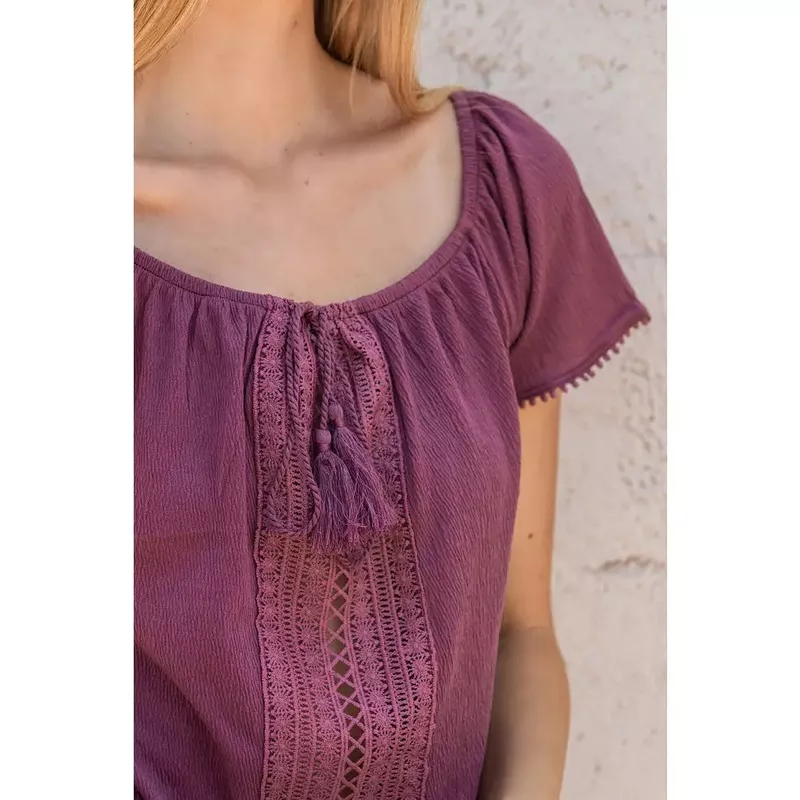 Purple Verona Blouse with Tassel