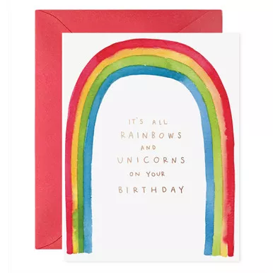 Rainbow and Unicorns Birthday Card